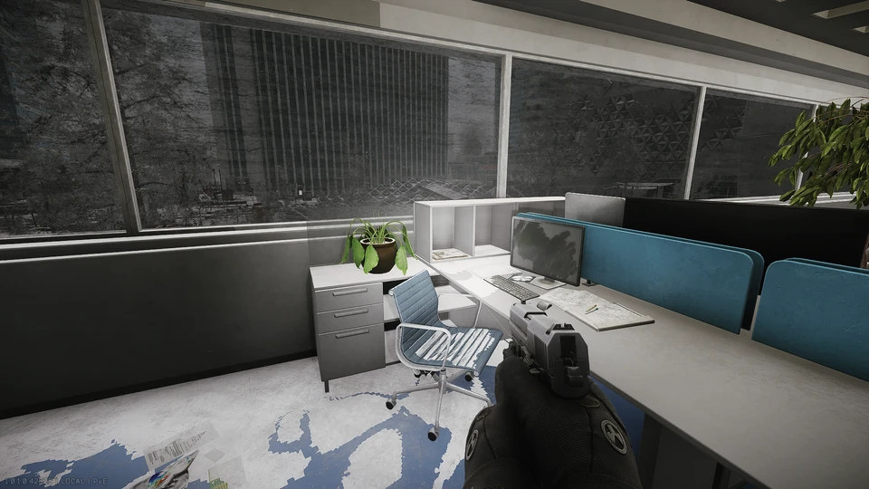 Informações topográficas de Streets of Tarkov — Na sala da TerraGroup science office key, à esquerda da entrada, na prateleira virada diante das janelas.