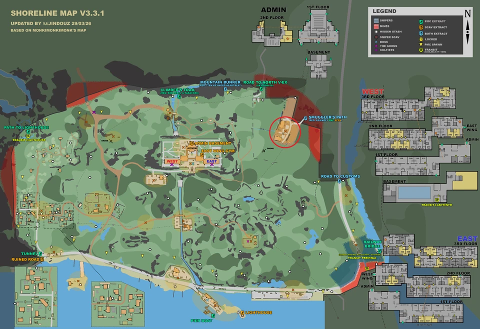 Alternativa com o motorista do BTR — Base de contrabandistas de Shoreline marcada no mapa