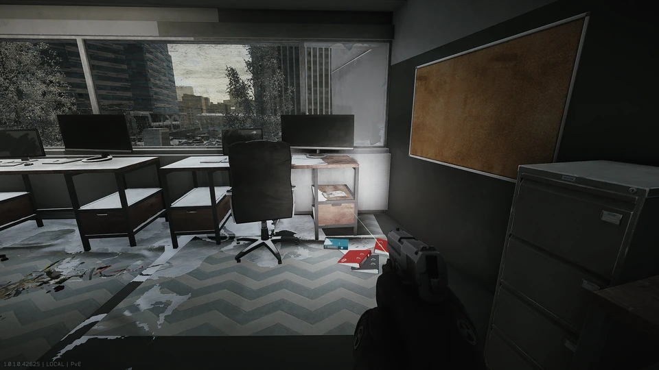 Informações topográficas de Streets of Tarkov — Na sala da TerraGroup science office key, na mesa do canto mais distante.