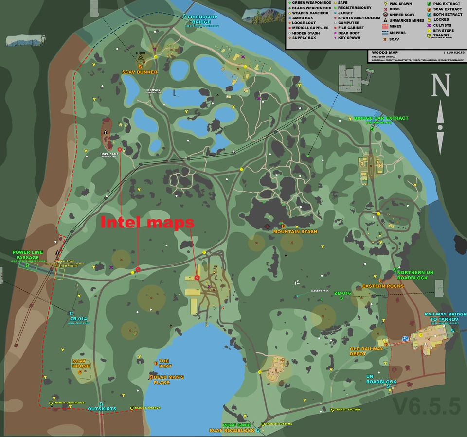 Informações topográficas de Woods — Localização no mapa.