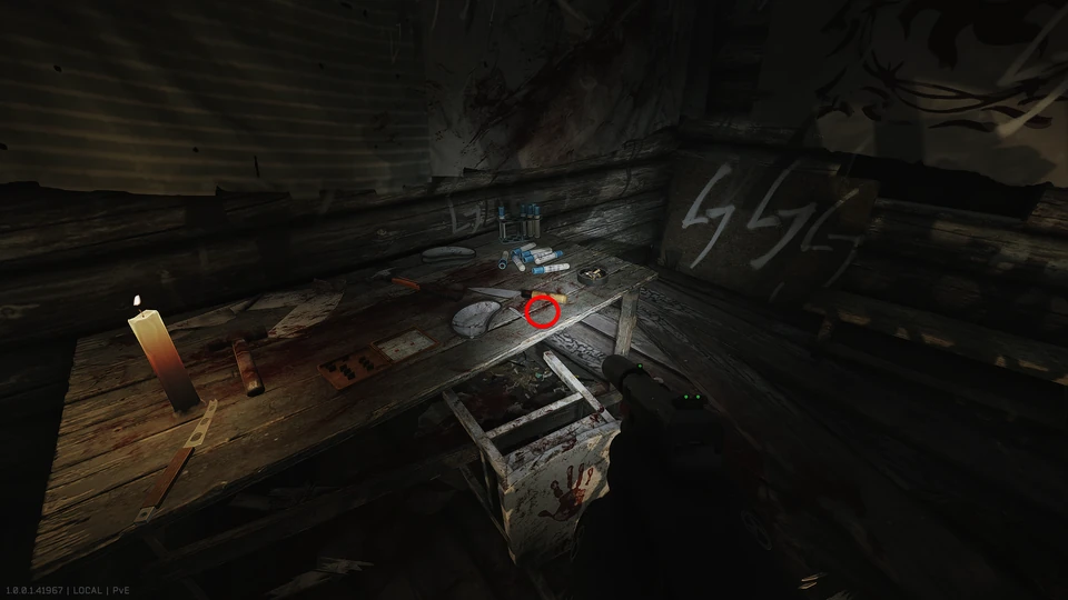 Casa de tortura em Lighthouse — Ponto 3: sobre a mesa de madeira